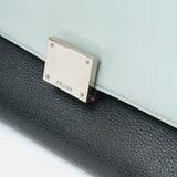 Céline trapeze top handle bag light blue teal & black calfskin phw