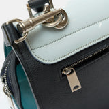 Céline trapeze top handle bag light blue teal & black calfskin phw