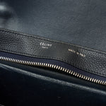 Céline trapeze top handle bag light blue teal & black calfskin phw