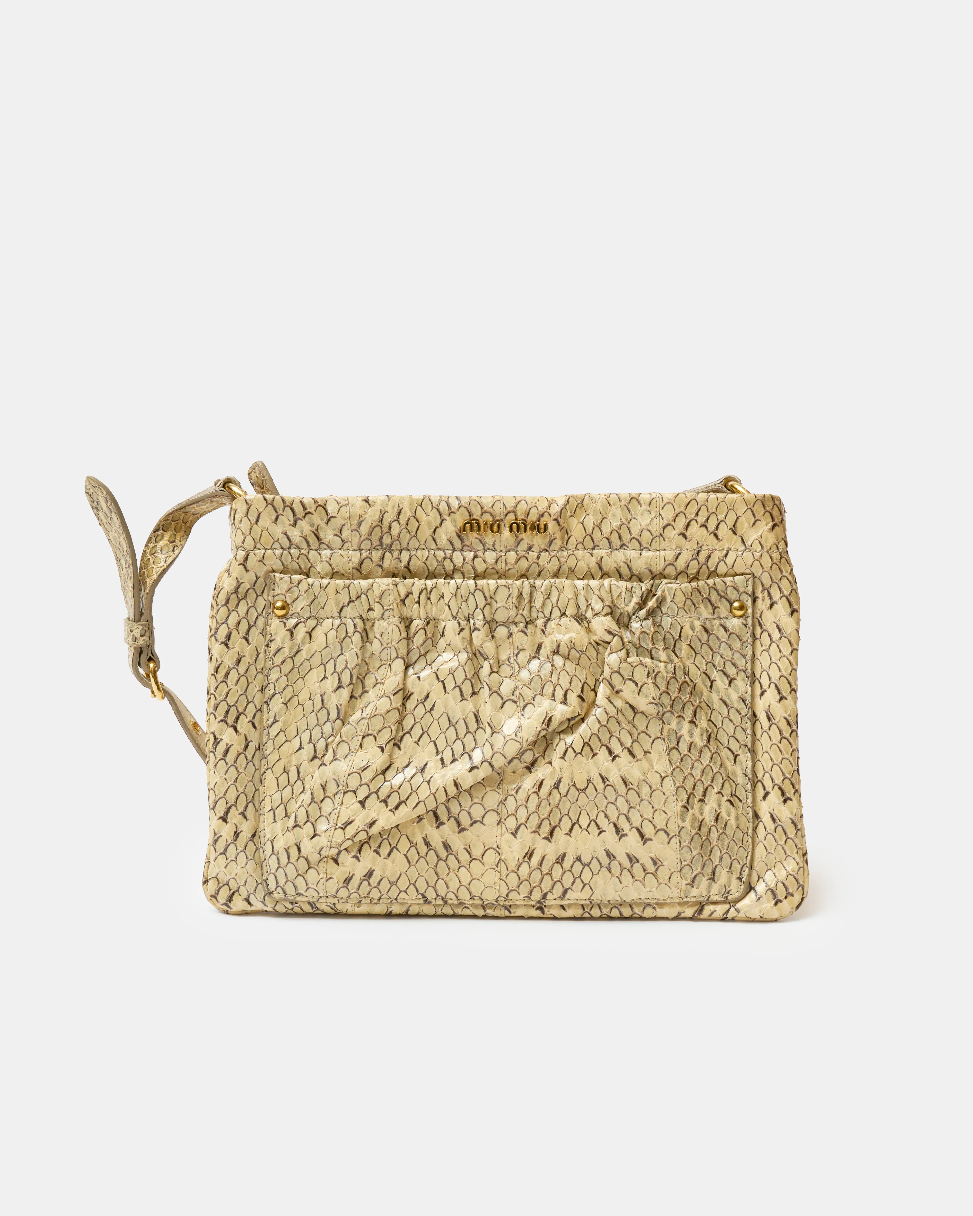 Miu Miu Shoulder Bag Beige Python Leather GHW