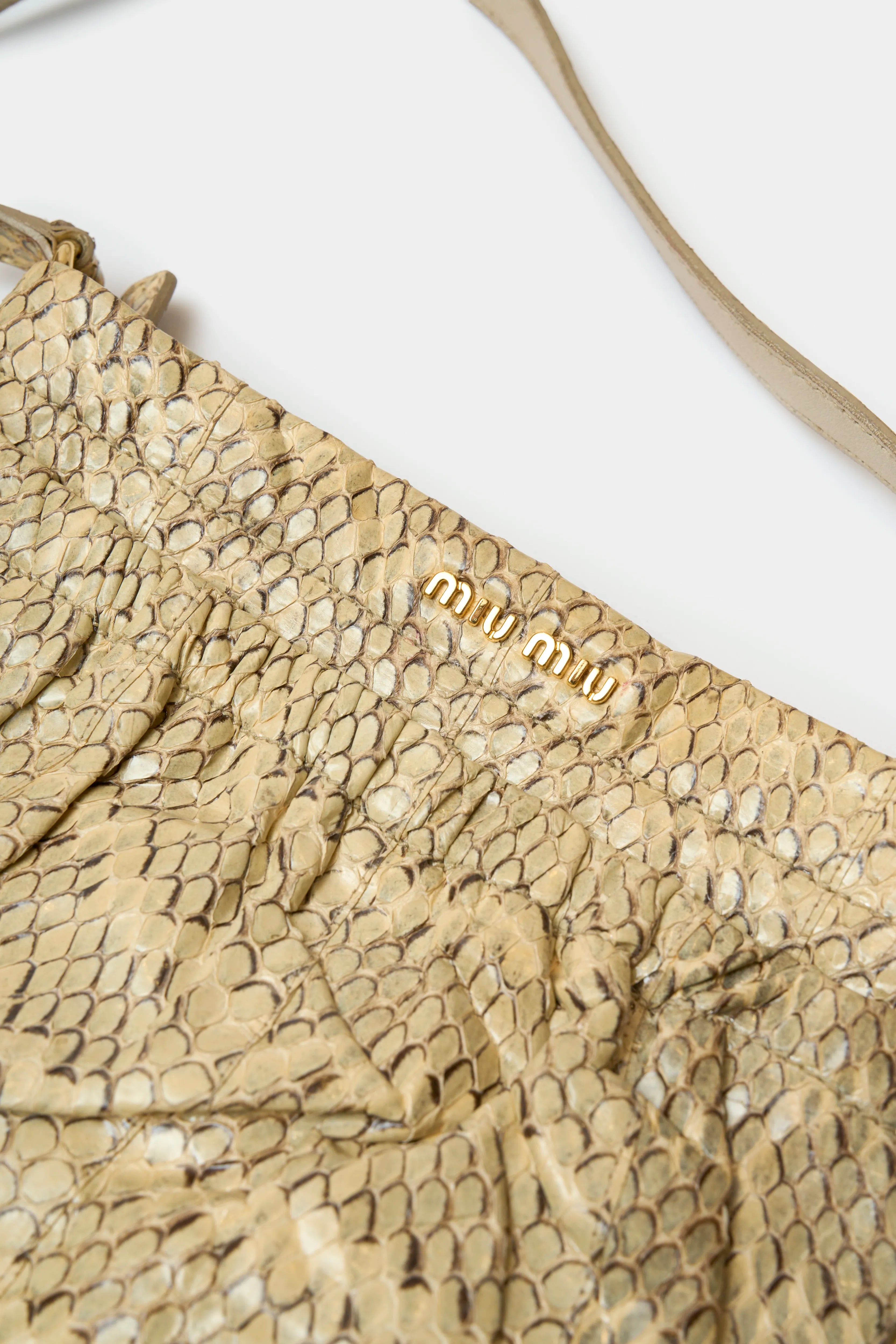 Miu Miu Shoulder Bag Beige Python Leather GHW