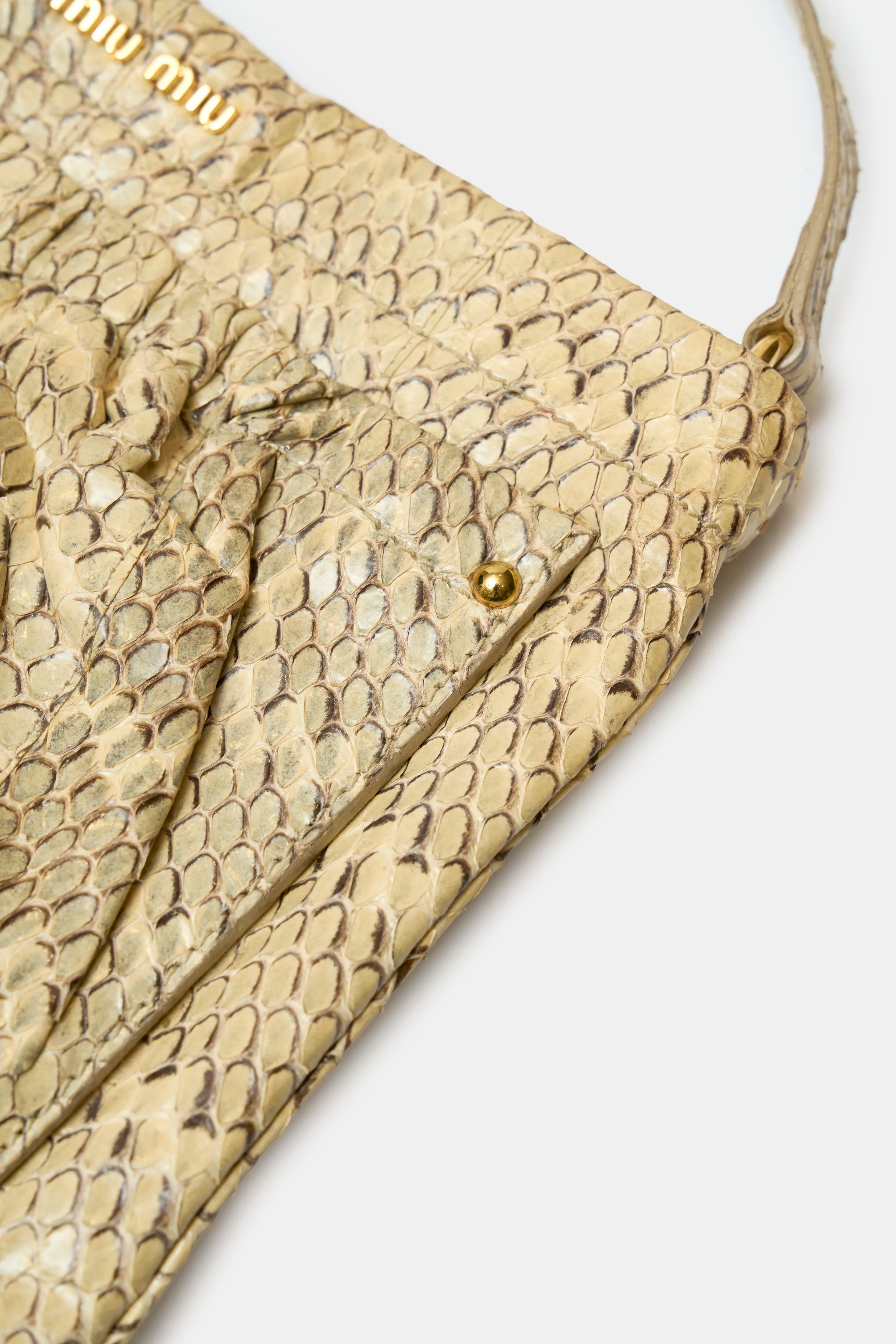 Miu Miu Shoulder Bag Beige Python Leather GHW