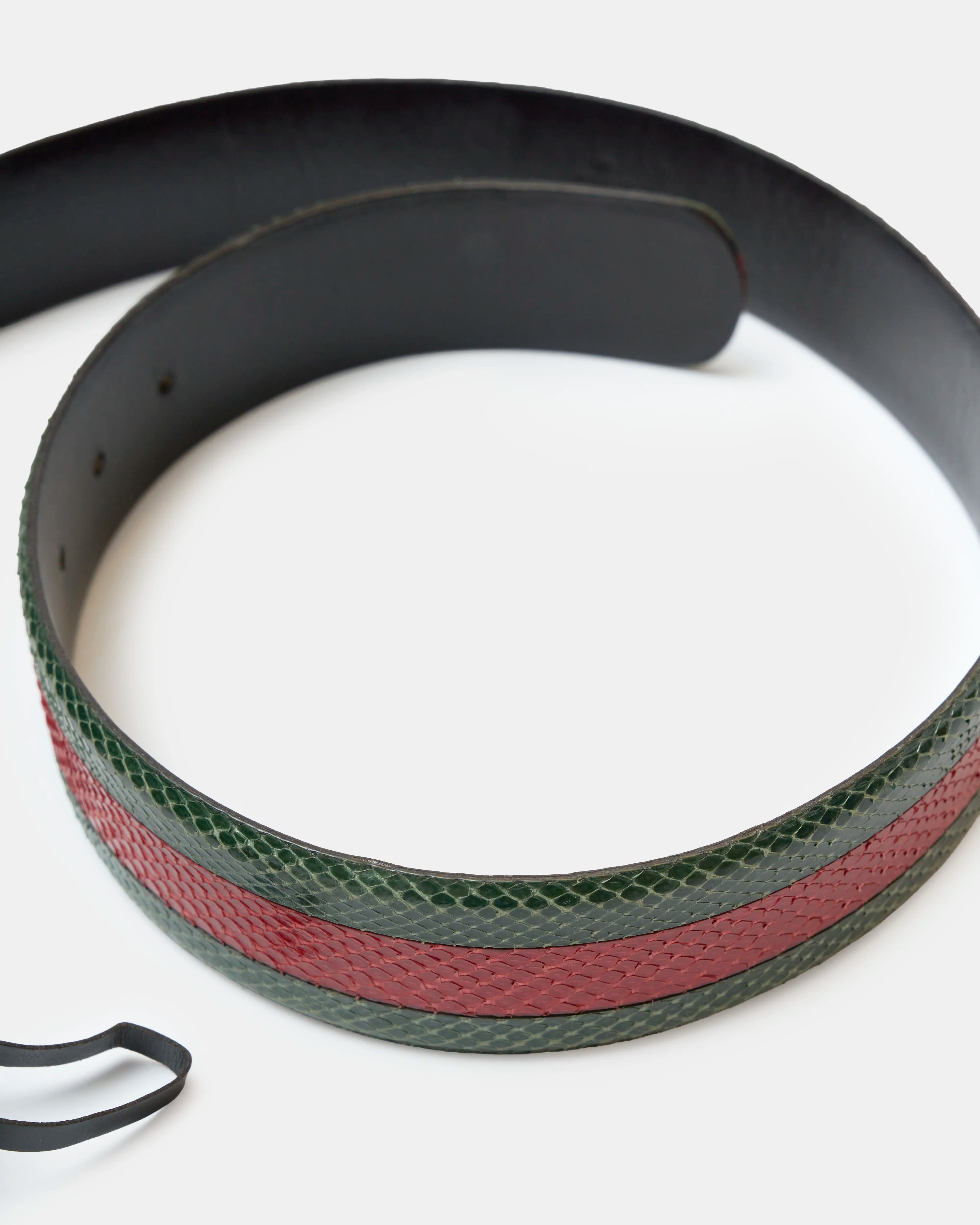 Gucci GG Buckle Belt Green & Red Python Leather GHW