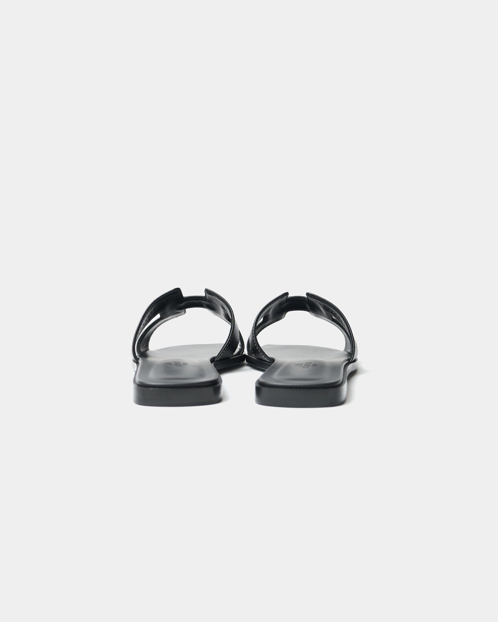 Hermès Oran Black Box Calfskin Sandals