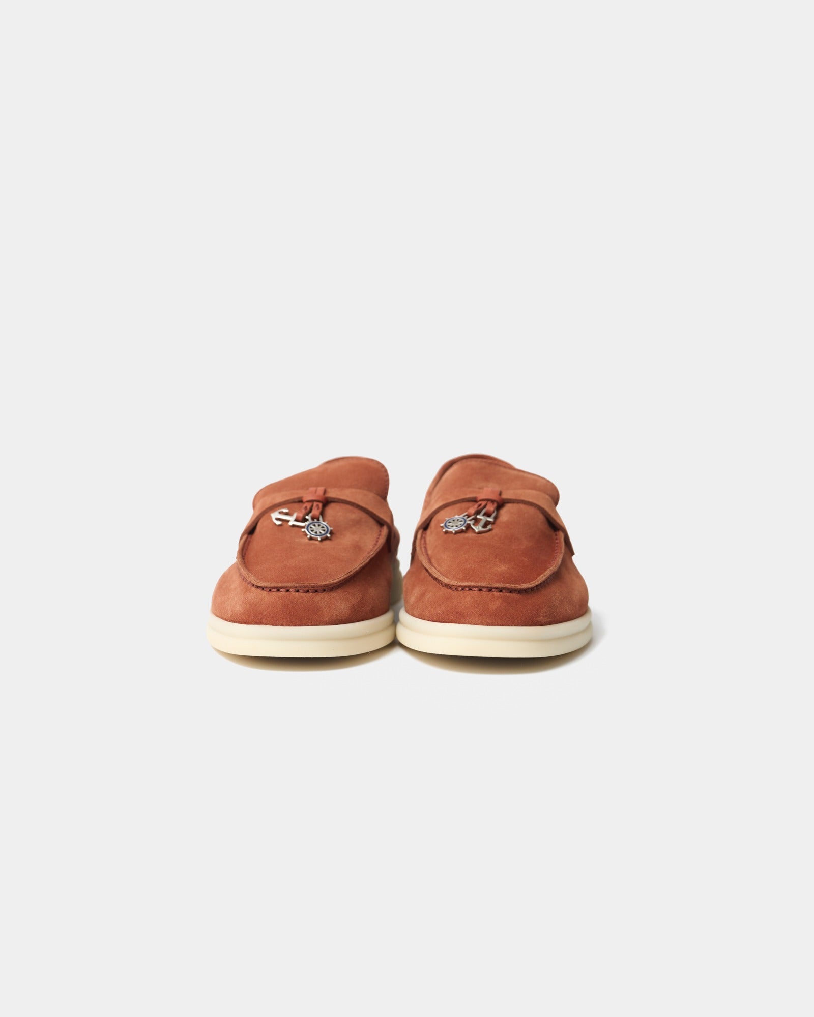 Loro Piana Summer Nautical Charms Walk Orange Loafers