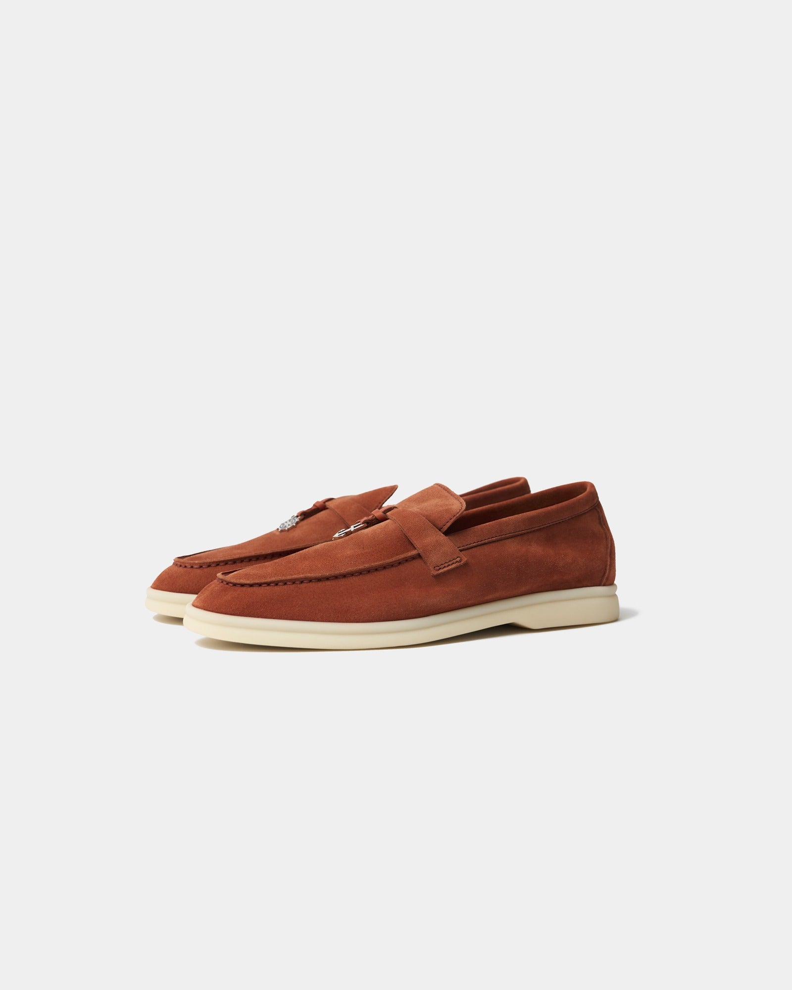 Loro Piana Summer Nautical Charms Walk Orange Loafers