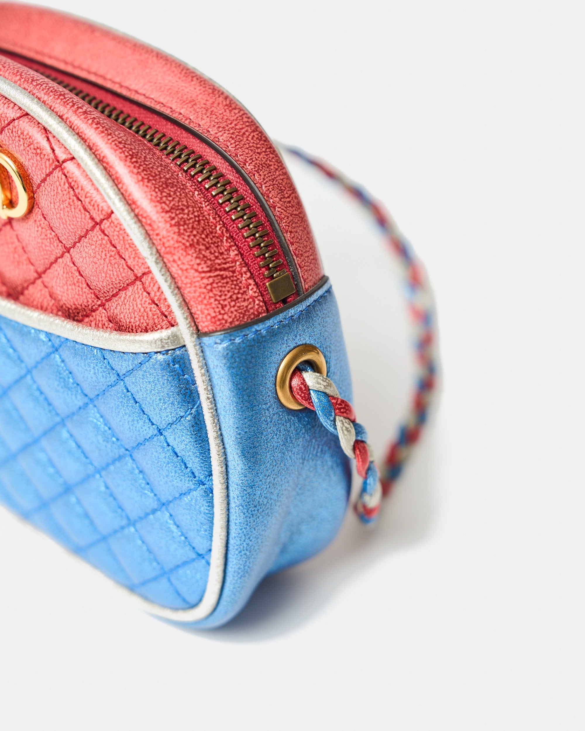 Gucci Mini Quilted Metallic Trapuntata Red Blue Bag