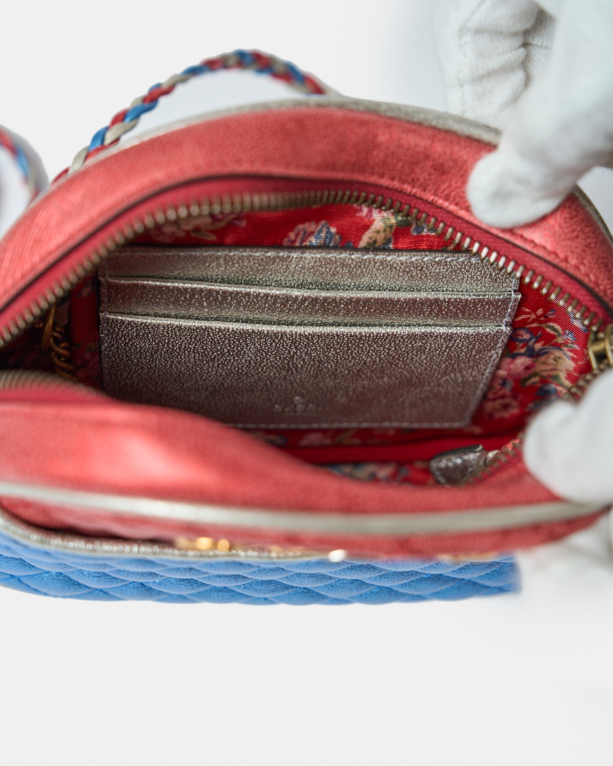 Gucci Mini Quilted Metallic Trapuntata Red Blue Bag