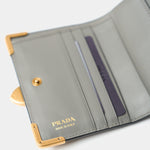 Prada Cloudy Gray Small Saffiano Wallet