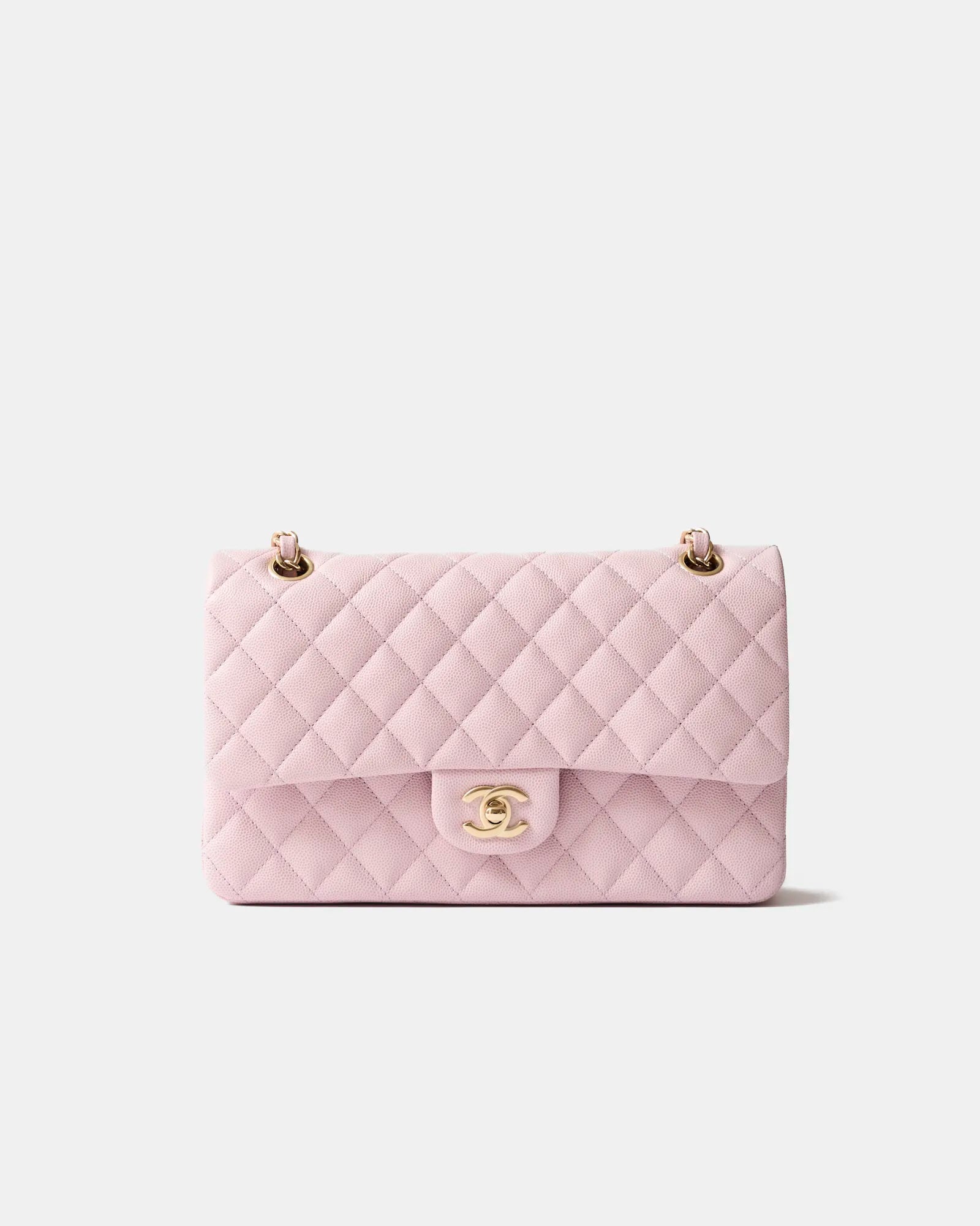 Chanel Classic Double Flap Medium Pink Caviar Gold-Tone Metal