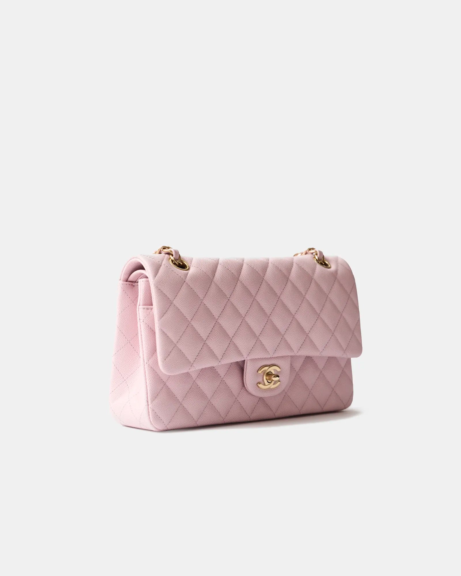 Chanel Classic Double Flap Medium Pink Caviar Gold-Tone Metal