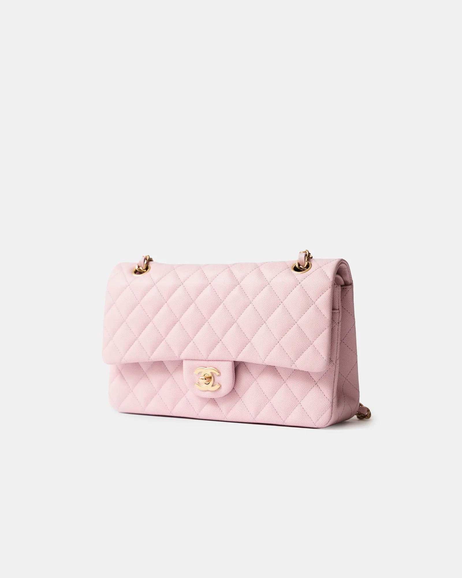 Chanel Classic Double Flap Medium Pink Caviar Gold-Tone Metal