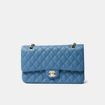Chanel Classic Double Flap Medium Blue Caviar Gold-Tone Metal
