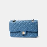 Chanel Classic Double Flap Medium Blue Caviar Gold-Tone Metal