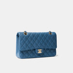 Chanel Classic Double Flap Medium Blue Caviar Gold-Tone Metal