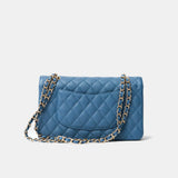 Chanel Classic Double Flap Medium Blue Caviar Gold-Tone Metal