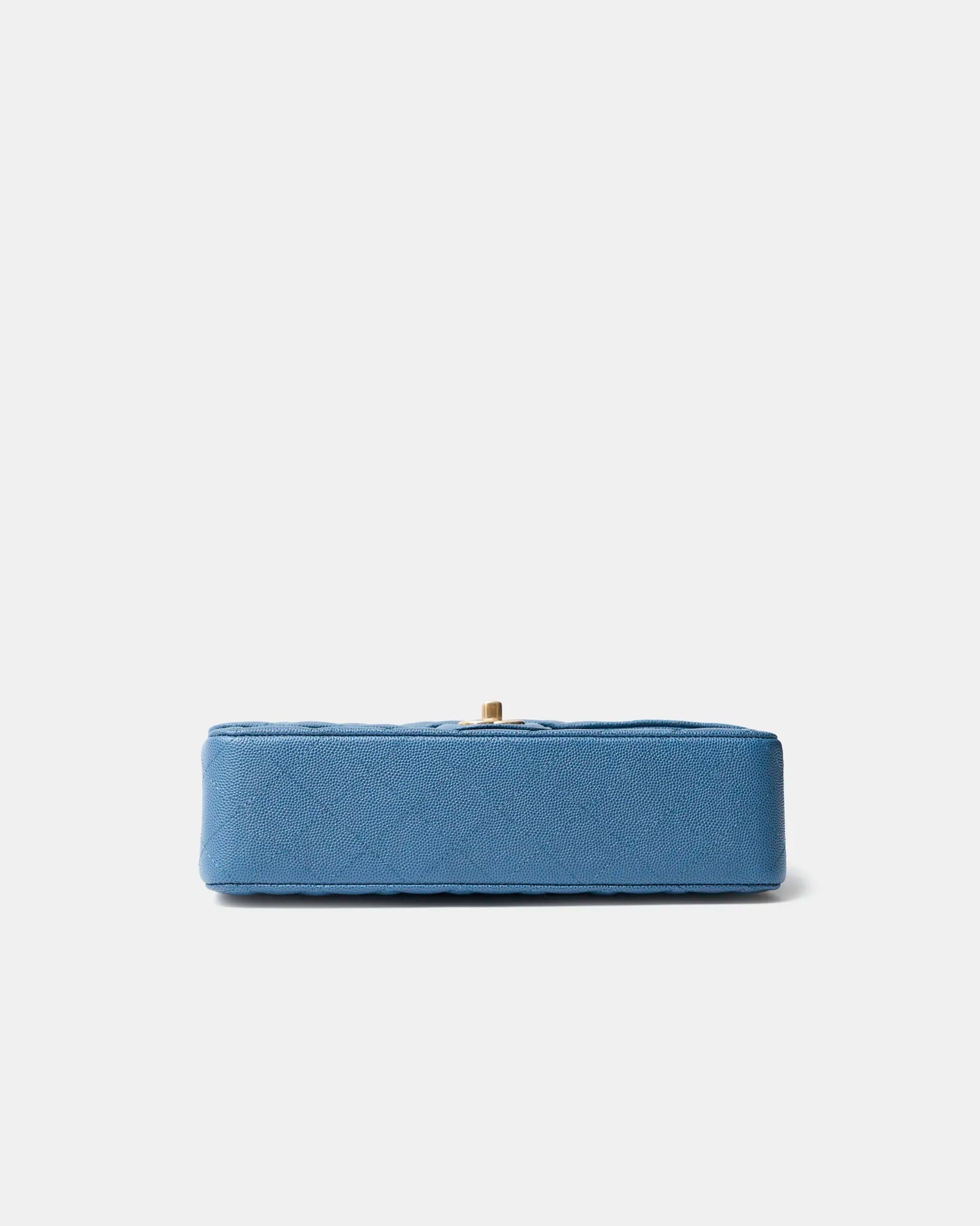 Chanel Classic Double Flap Medium Blue Caviar Gold-Tone Metal