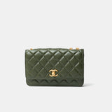 Chanel Wallet on Chain Olive Green Lambskin Gold-Tone Metal