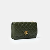 Chanel Wallet on Chain Olive Green Lambskin Gold-Tone Metal
