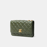 Chanel Wallet on Chain Olive Green Lambskin Gold-Tone Metal