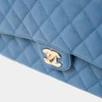 Chanel Classic Double Flap Medium Blue Caviar Gold-Tone Metal