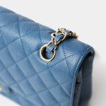 Chanel Classic Double Flap Medium Blue Caviar Gold-Tone Metal