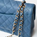 Chanel Classic Double Flap Medium Blue Caviar Gold-Tone Metal