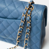 Chanel Classic Double Flap Medium Blue Caviar Gold-Tone Metal