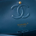 Chanel Classic Double Flap Medium Blue Caviar Gold-Tone Metal