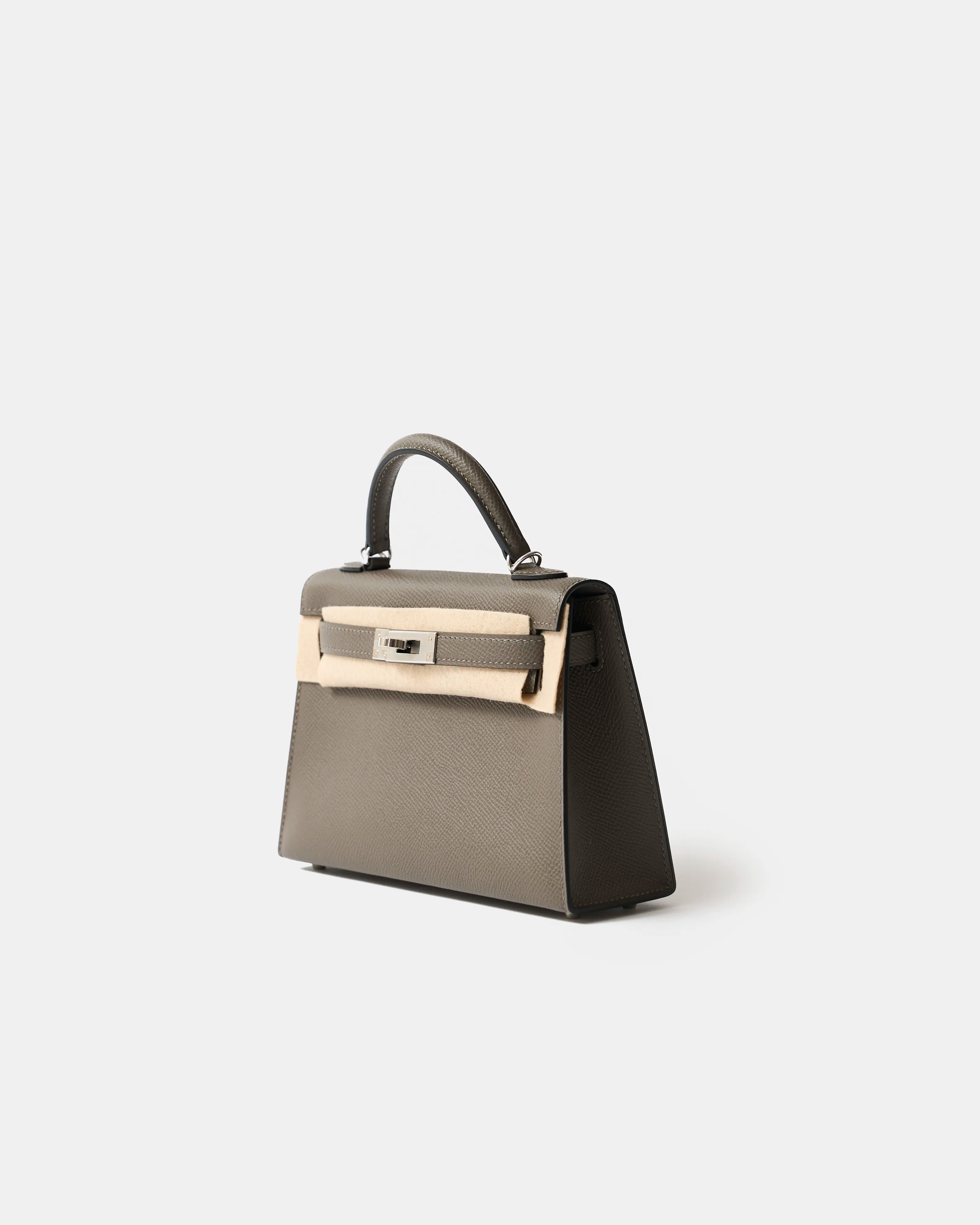 Hermès Mini Kelly 20 Etain Epsom PHW