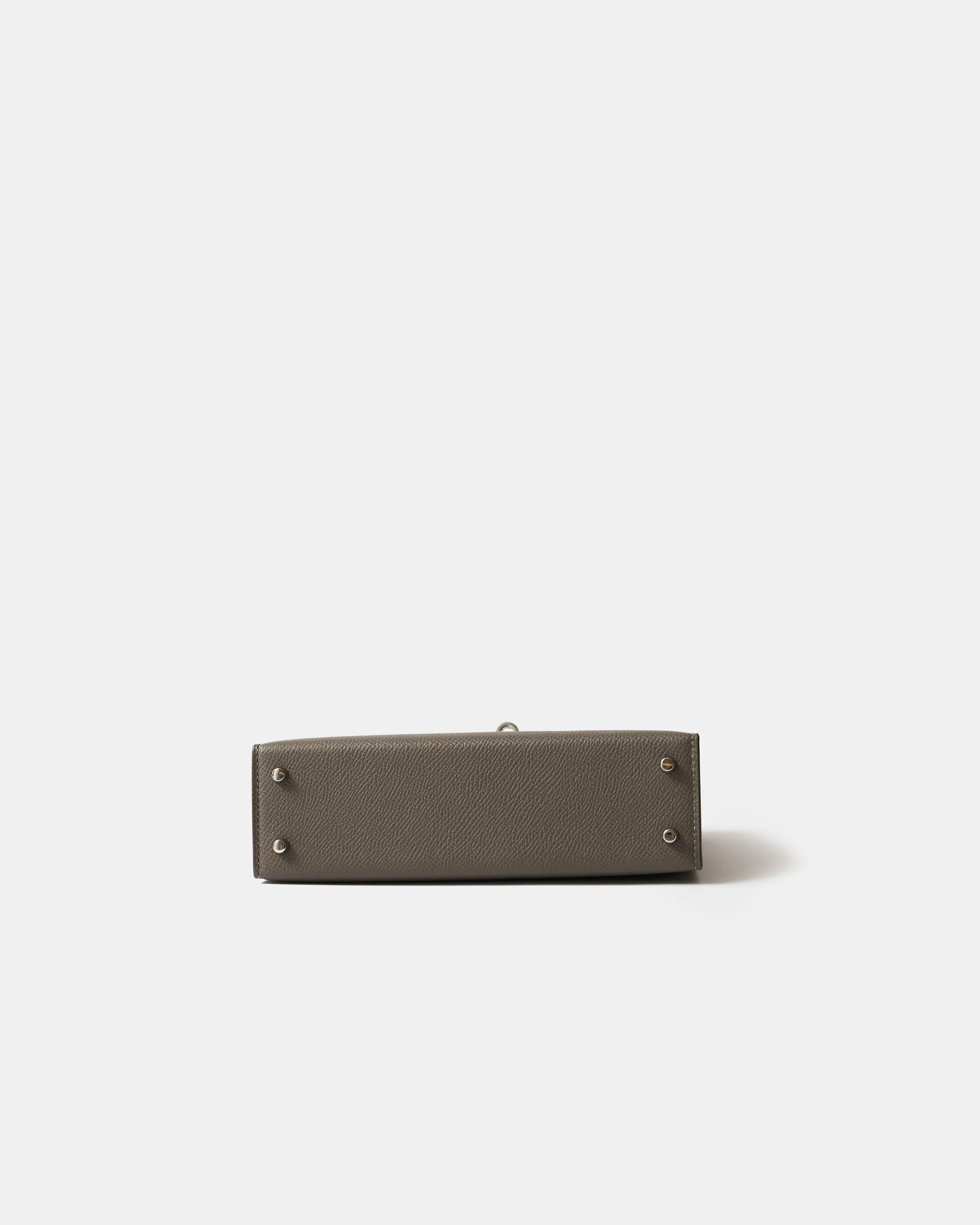 Hermès Mini Kelly 20 Etain Epsom PHW