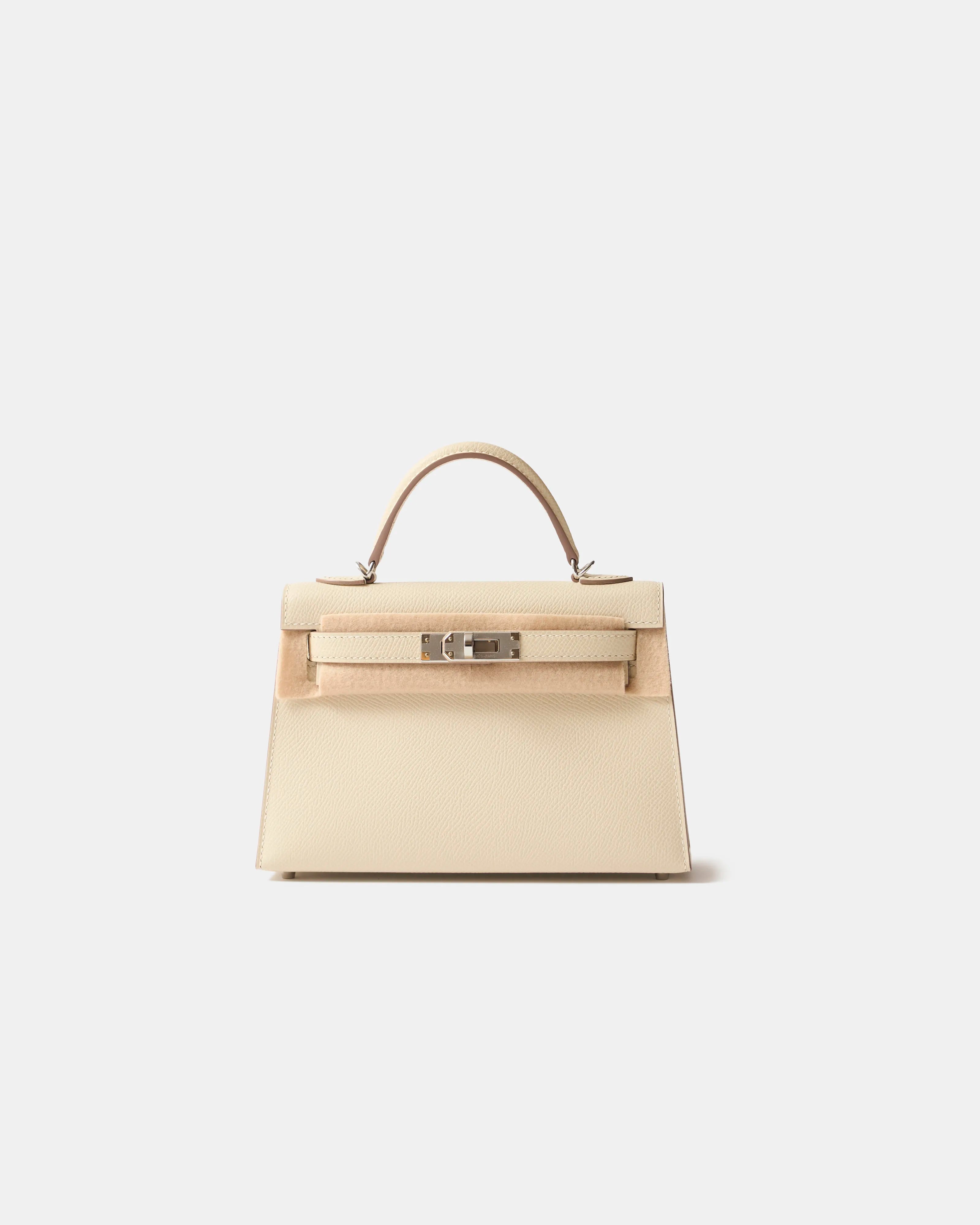 Hermès Mini Kelly 20 Craie Epsom PHW