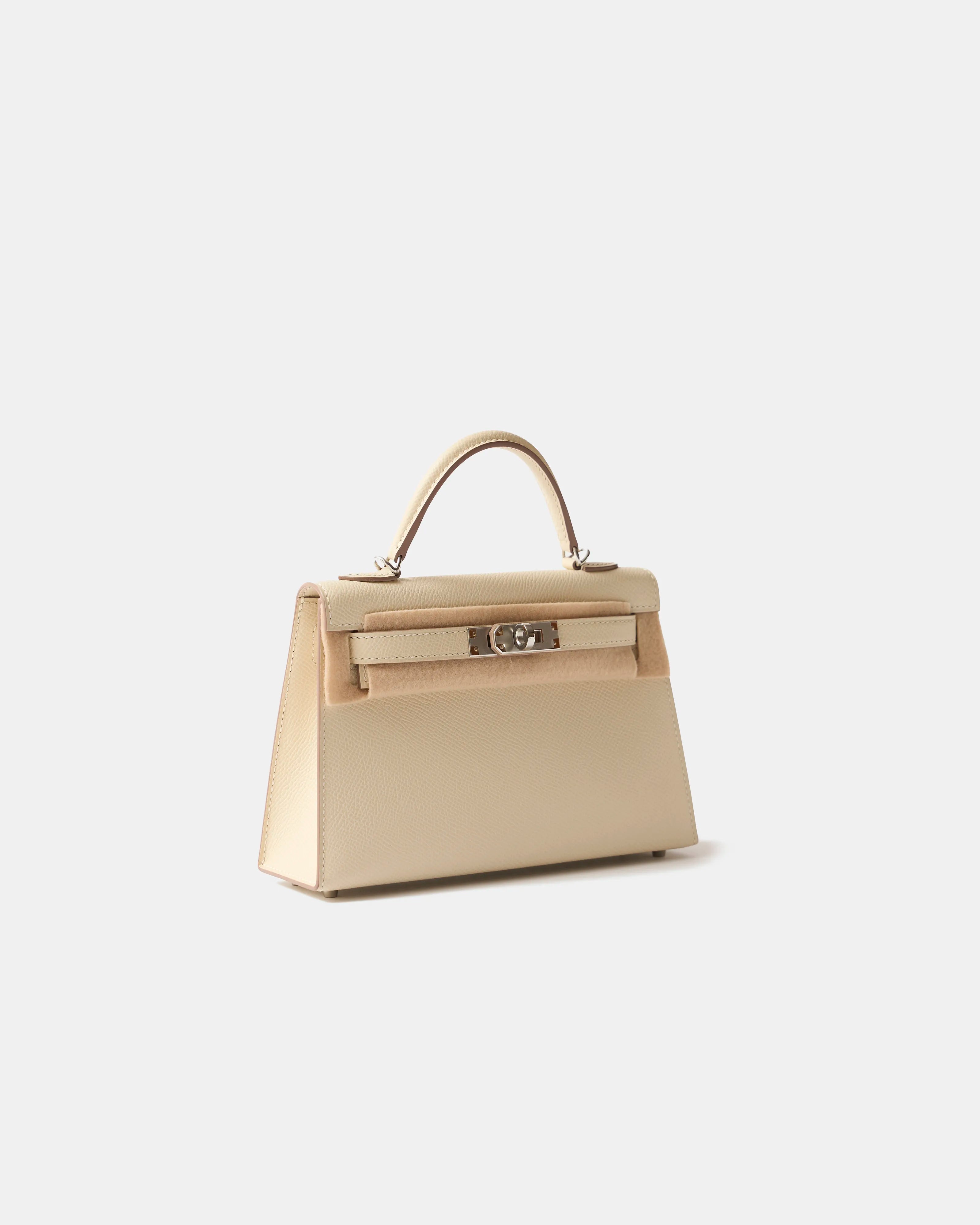 Hermès Mini Kelly 20 Craie Epsom PHW