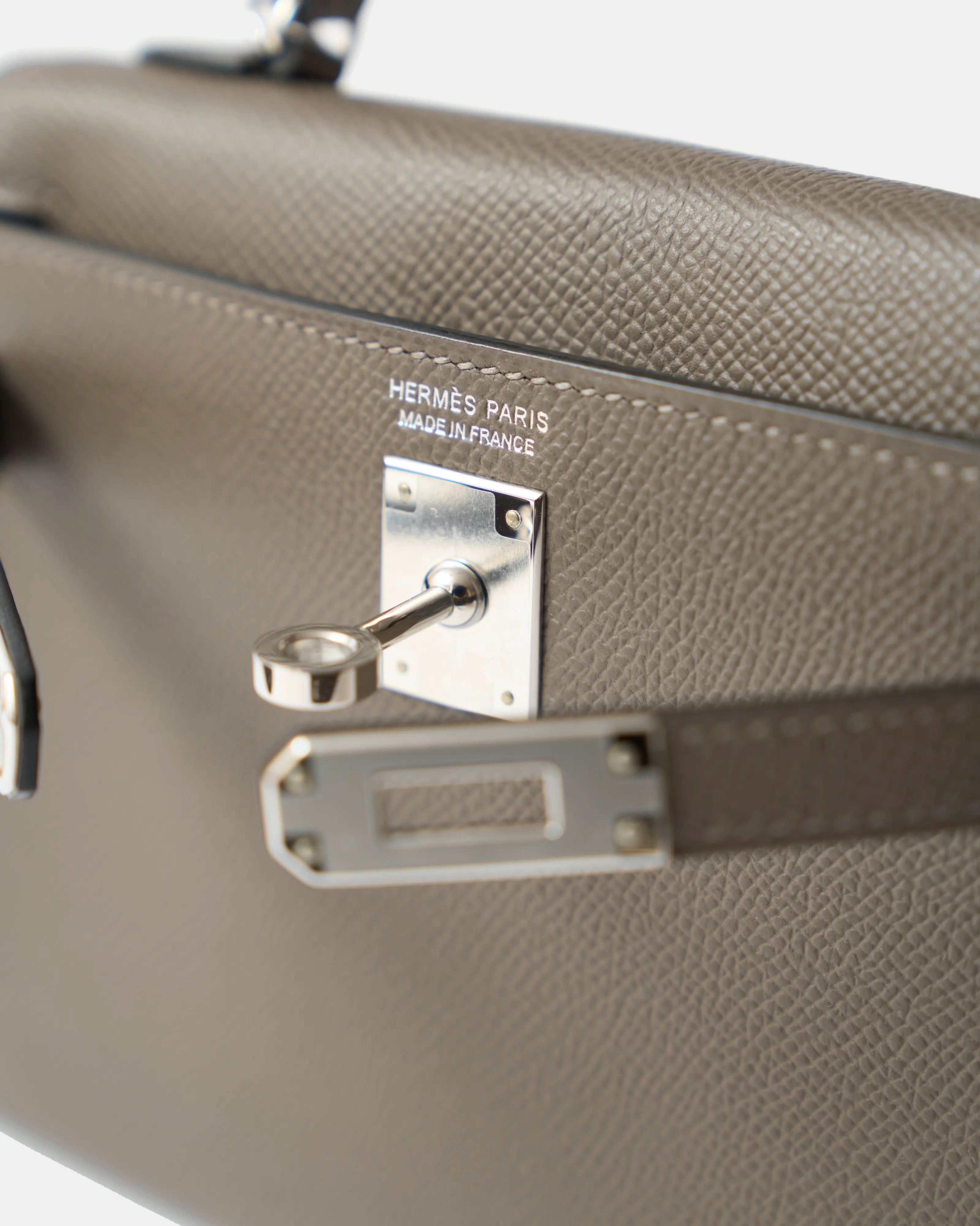 Hermès Mini Kelly 20 Etain Epsom PHW