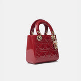 Dior Mini Lady Dior Red Vernis Bag Lambskin