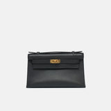 Hermès Kelly Pochette Black Swift GHW