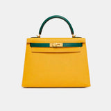 Hermès Kelly 28 Sellier Jaune d'Or/Malachite Epsom GHW