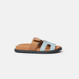 Hermès Chypre Bleu Clair Naturel Denim Calfskin Sandals