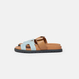 Hermès Chypre Bleu Clair Naturel Denim Calfskin Sandals