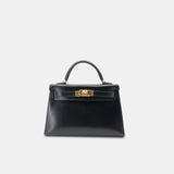 Hermes Mini Kelly 20 Black Box Leather GHW