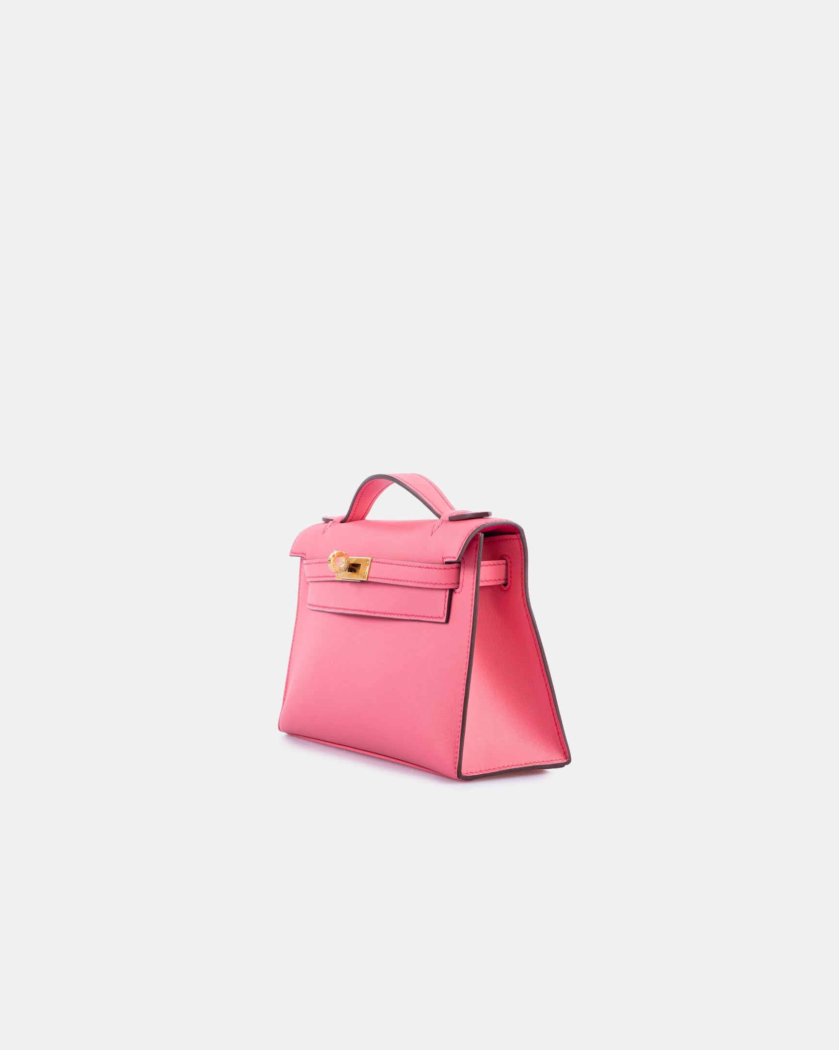 Hermès Kelly Pochette Rose Azalee Swift GHW