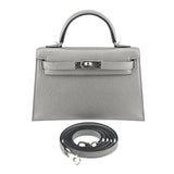 Hermès Mini Kelly 20 Gris Argenté Chèvre Chamkilight PHW
