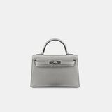 Hermès Mini Kelly 20 Gris Argenté Chèvre Chamkilight PHW
