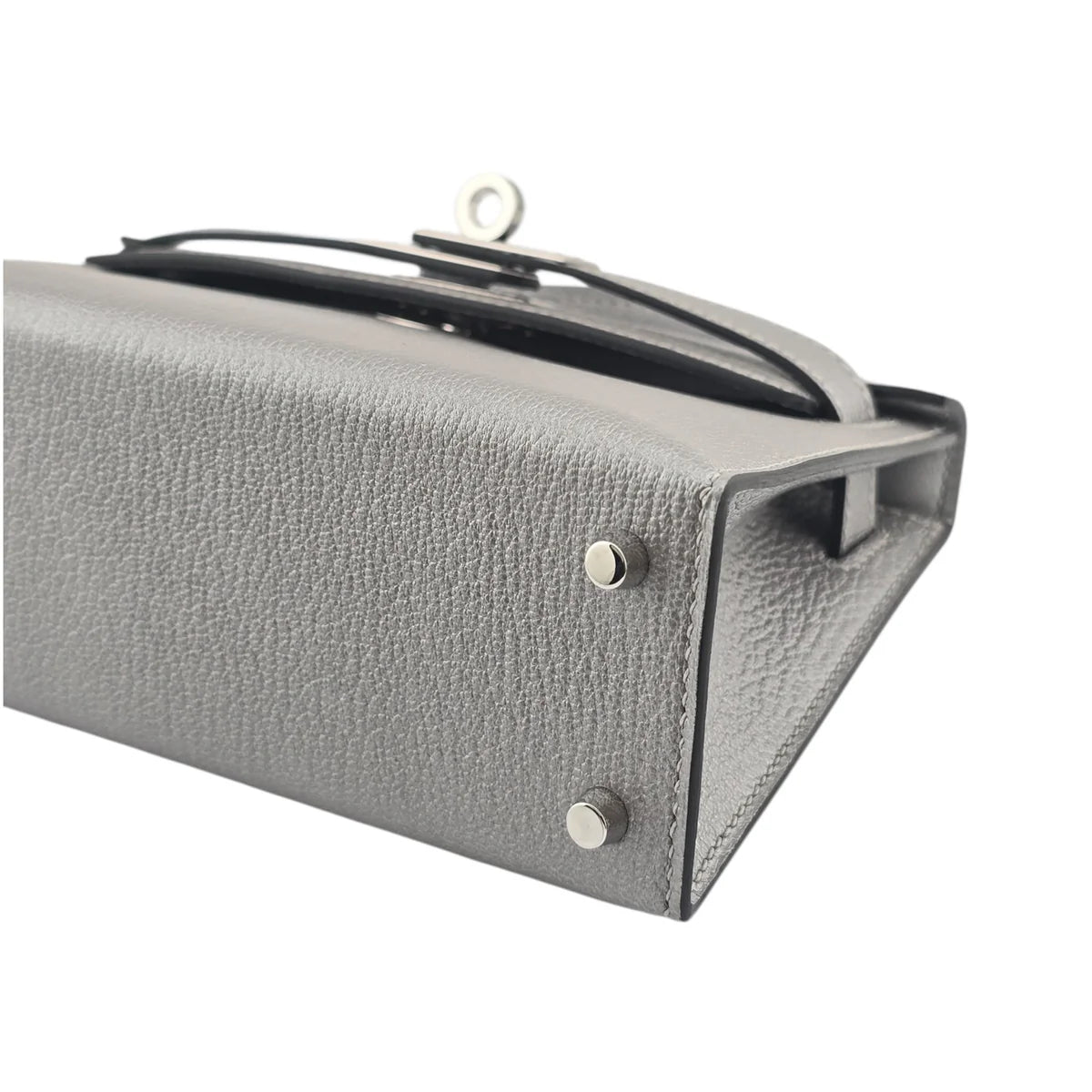 Hermès Mini Kelly 20 Gris Argenté Chèvre Chamkilight PHW