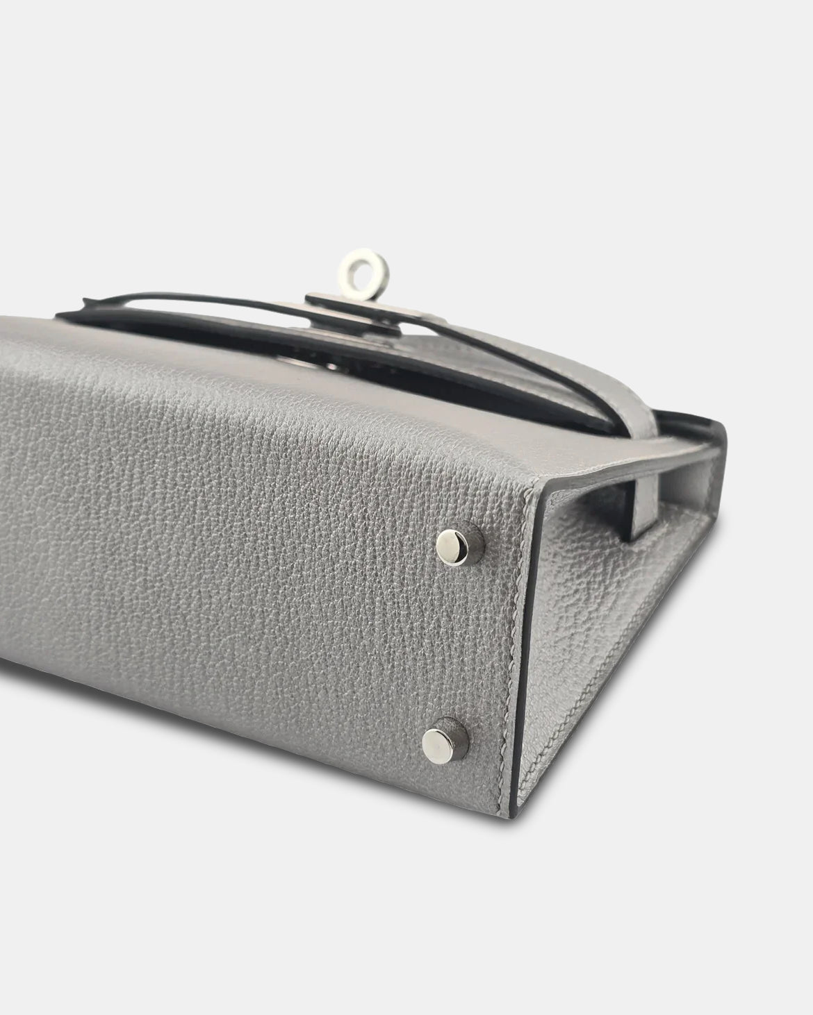 Hermès Mini Kelly 20 Gris Argenté Chèvre Chamkilight PHW