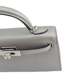 Hermès Mini Kelly 20 Gris Argenté Chèvre Chamkilight PHW