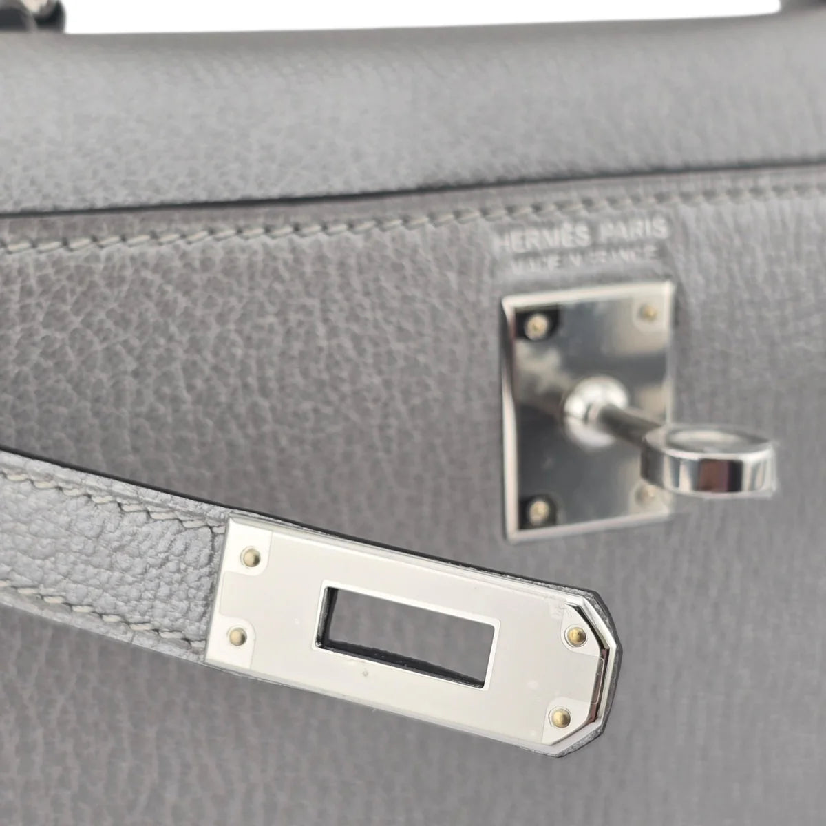 Hermès Mini Kelly 20 Gris Argenté Chèvre Chamkilight PHW