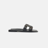 Hermès Oran Black Box Calfskin Sandals