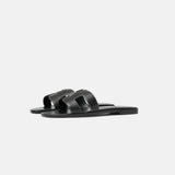 Hermès Oran Black Box Calfskin Sandals