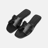 Hermès Oran Black Box Calfskin Sandals